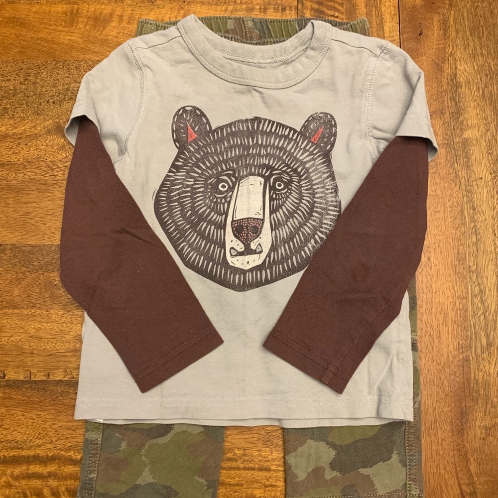 boys size 2 Tea Collection l/slv shirt & camo pant